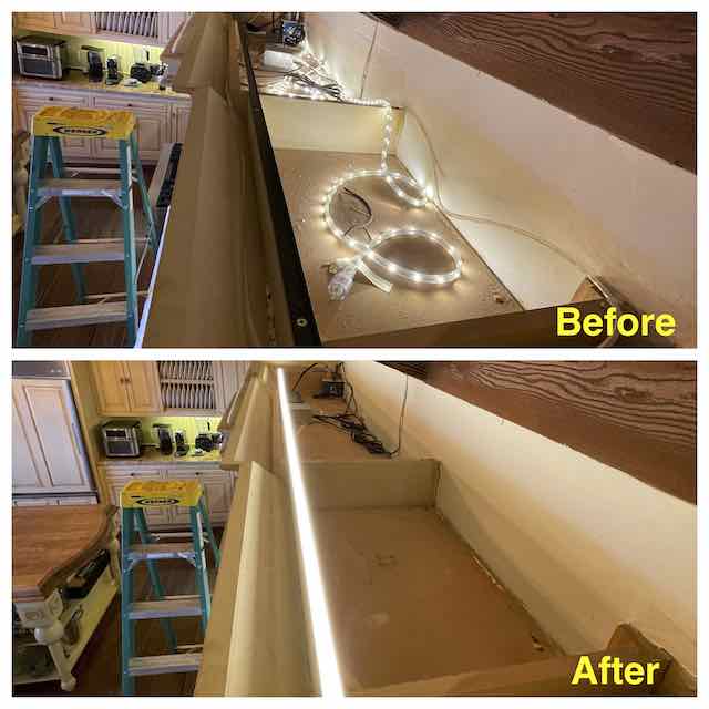 Accent strip lights before and after