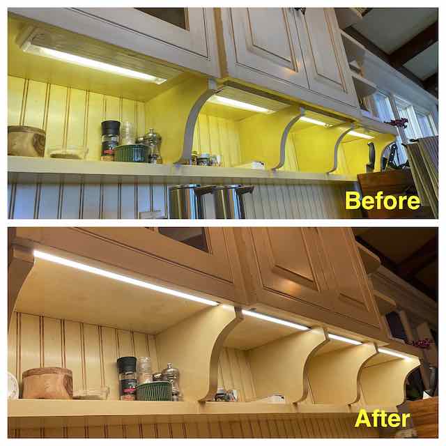 Cabinet before and after strip light